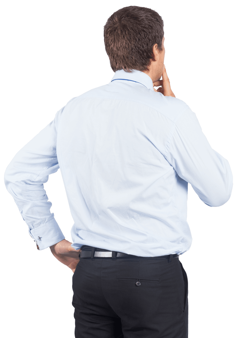 Transparent Businessman Contemplating Decisions