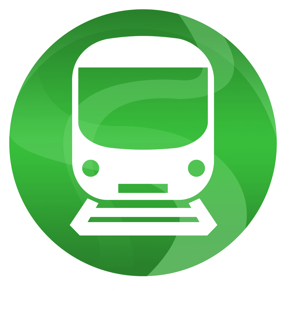 Green Tram Symbol Icon on Transparent Background for Transportation Apps