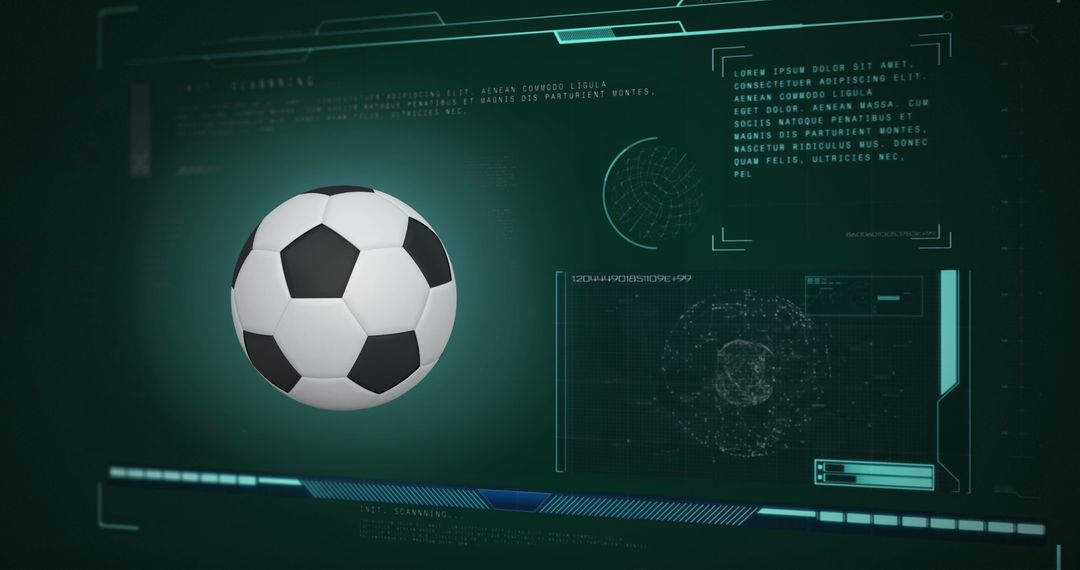 3D Soccer Ball with Futuristic Digital Interface and Scanning Technology