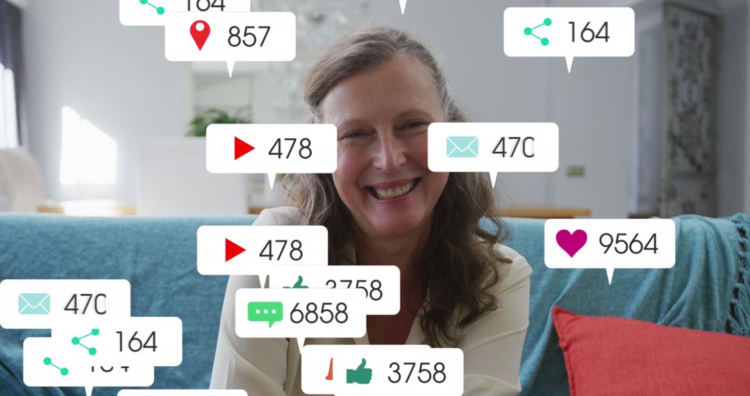 Businesswoman Analyzing Social Media Data Virtually