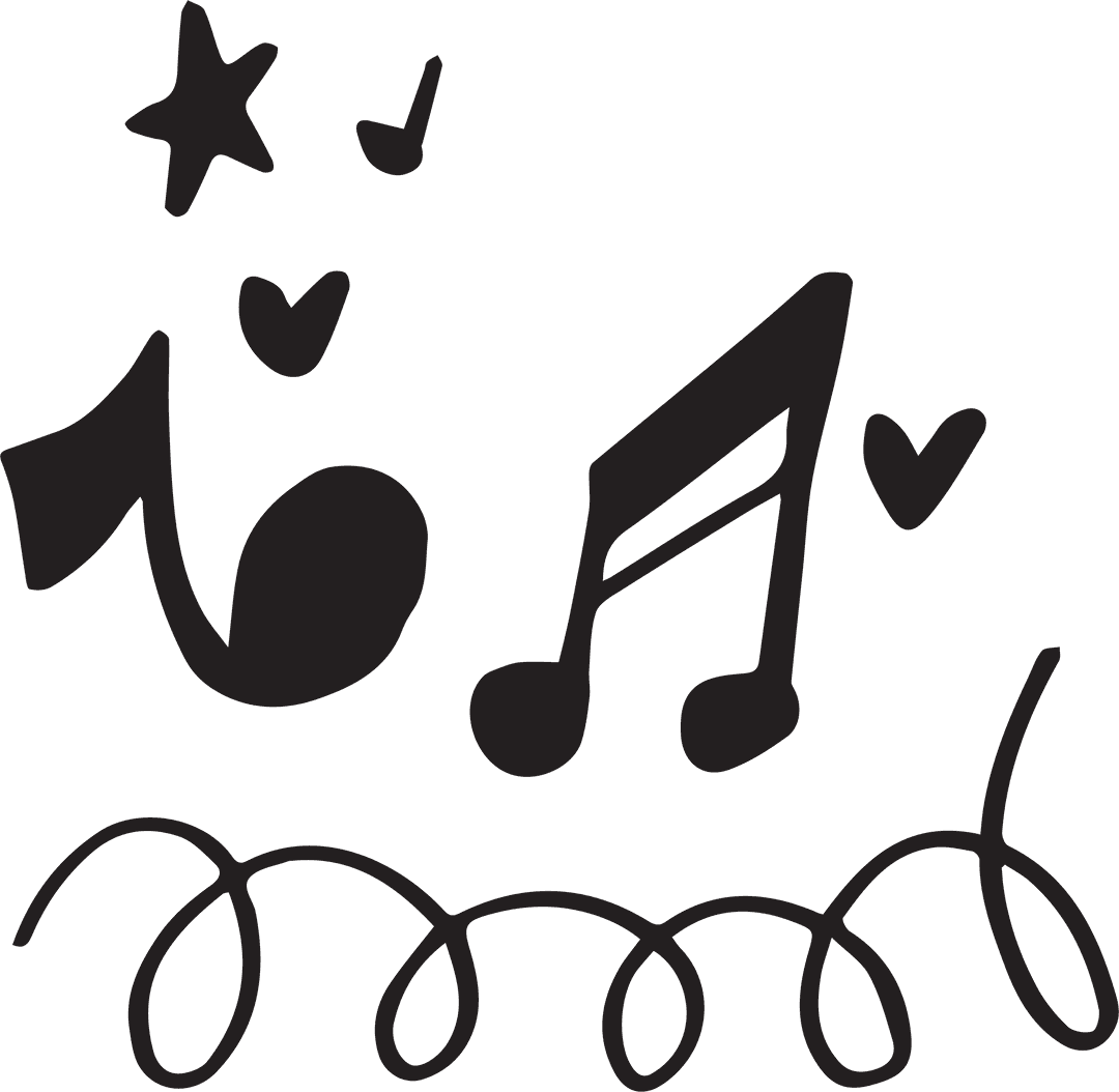 Creative Black Musical Notes Illustration on Transparent Background