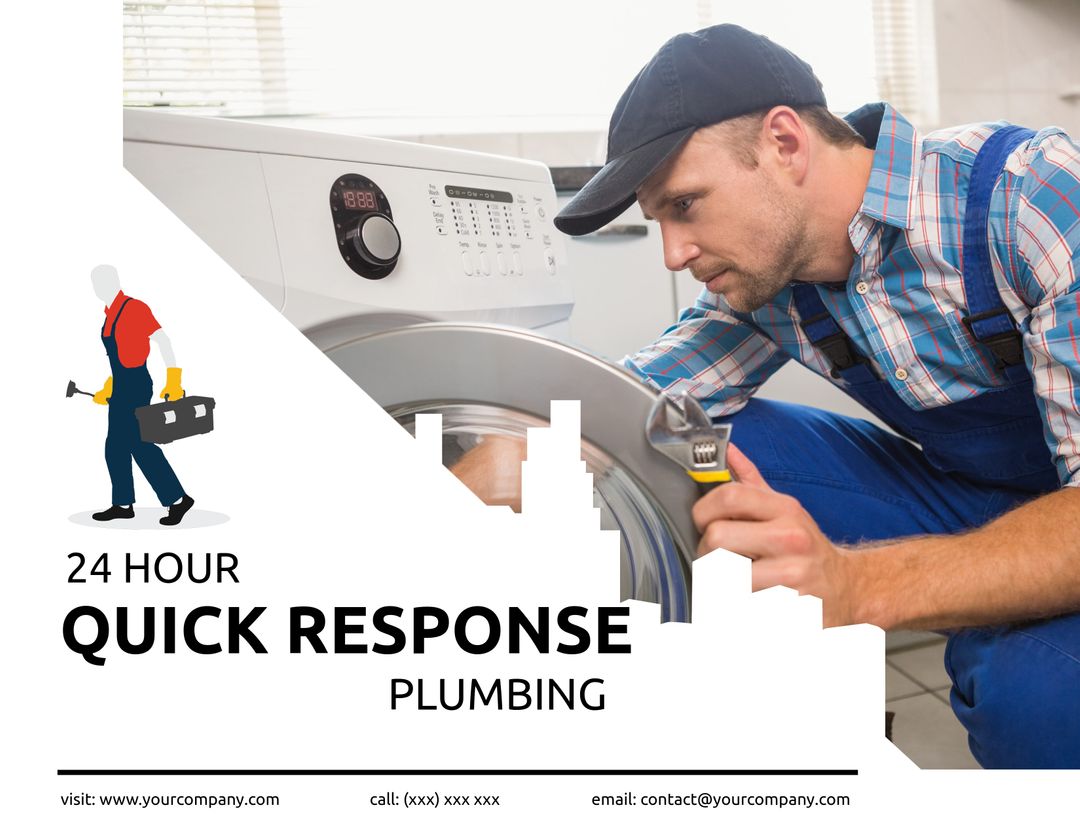 24 Hour Quick Response Plumbing Service Ad Template - Download Free Stock Templates Pikwizard.com