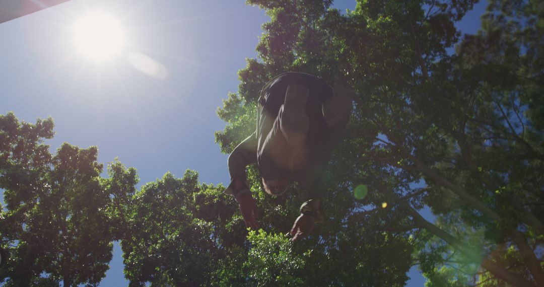 Person Performing Daredevil Flip in Park on Sunny Day - Free Images, Stock Photos and Pictures on Pikwizard.com