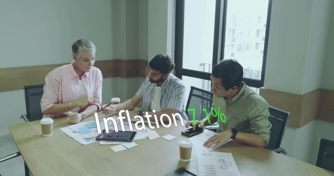Business Team Analyzing Economic Data on Inflation in Office