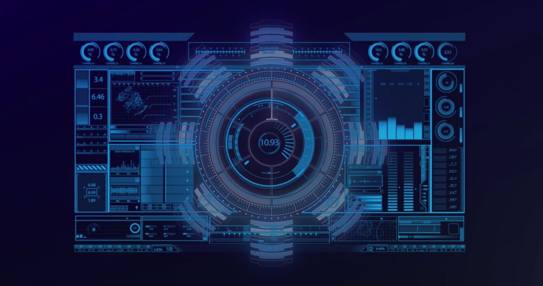 Futuristic Digital Interface Analyzing Stock Market Data