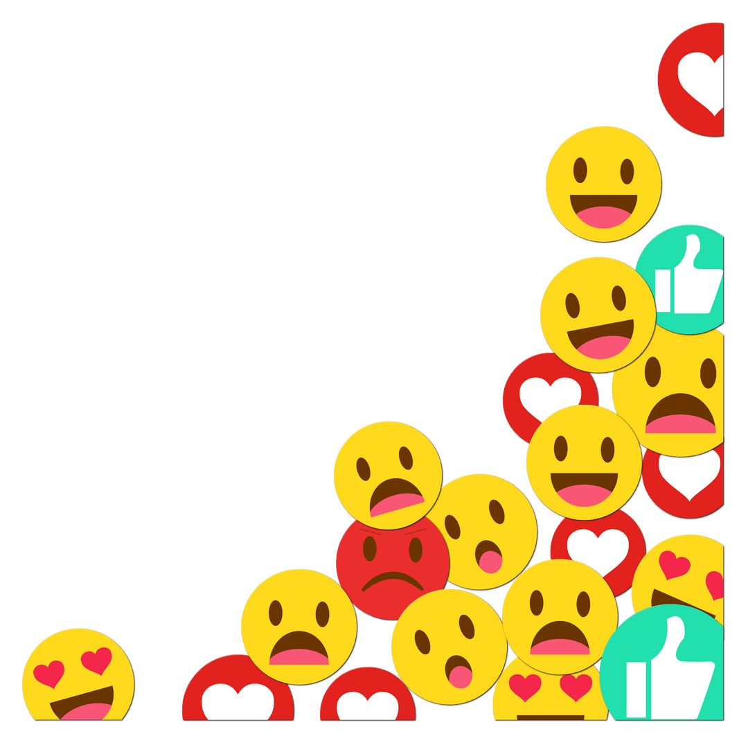 Emojis and Reactions Rising Strategically on Transparent Background