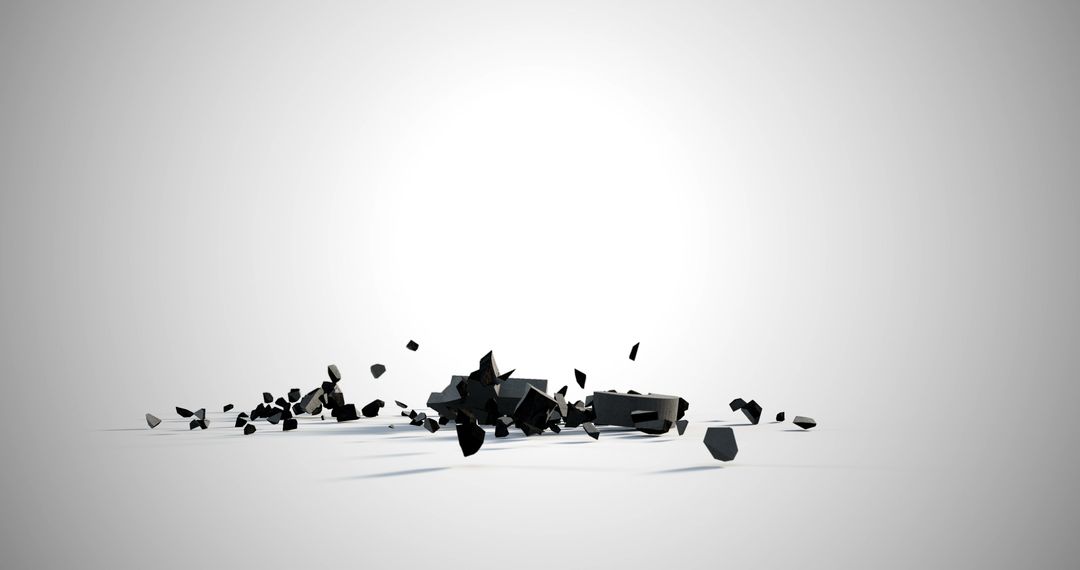 Dark Fragments Scattered Against White Backdrop