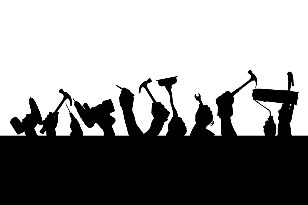 Transparent Silhouette Hands Holding Various Tools Vector