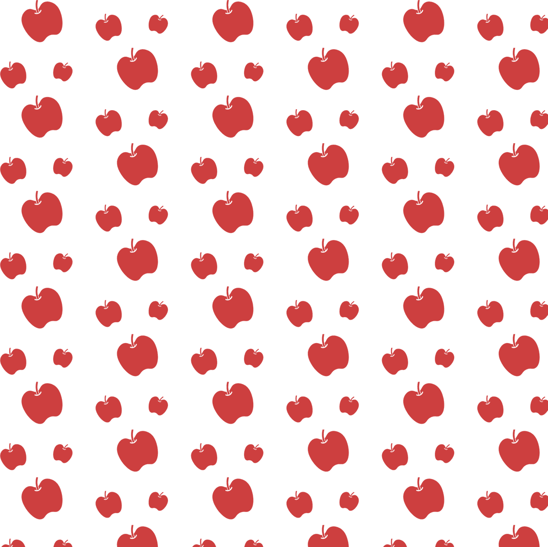 Seamless Red Apple Pattern on Transparent Background