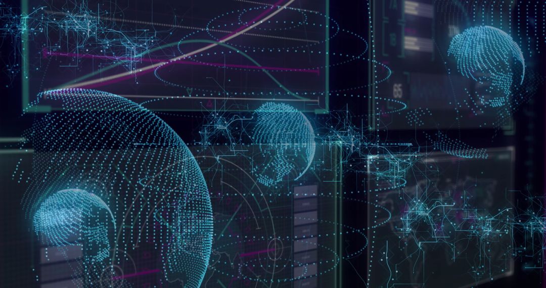 Futuristic Digital Globe Visualization with Tech Interface