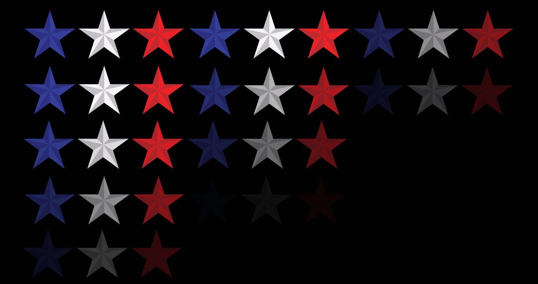 Red, White, and Blue Stars Pattern on Black Background