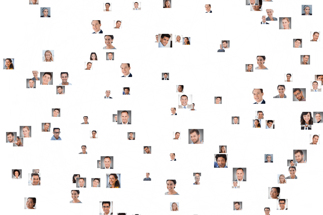 Transparent Network of Diverse Business Professionals on Transparent Background