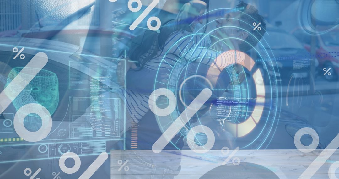 Automotive Innovation with Percentage and Data Workflow Background