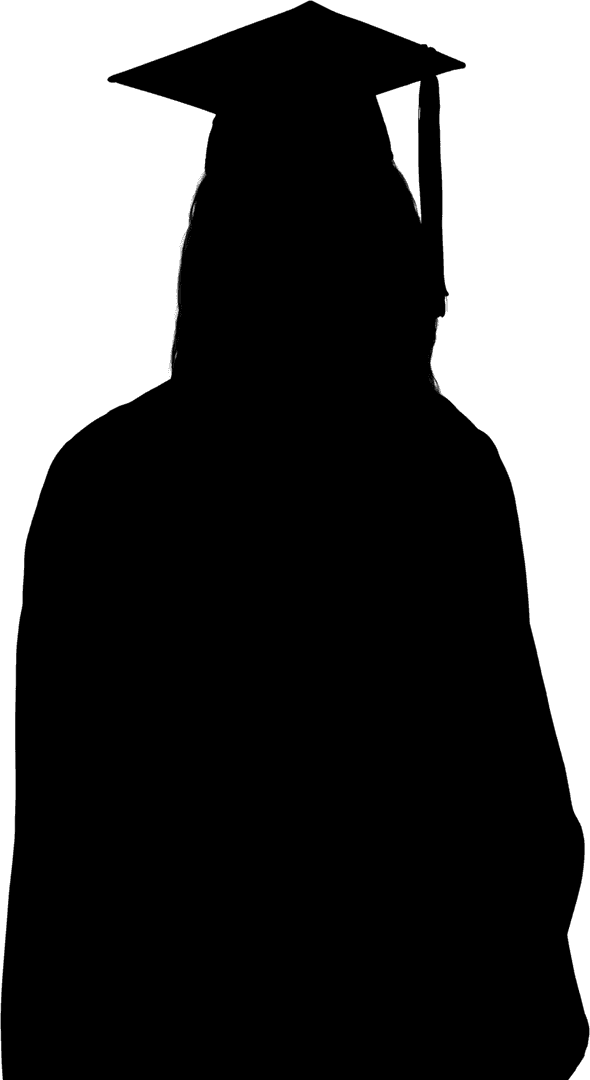 Graduation Silhouette of Woman with Cap on Transparent Background
