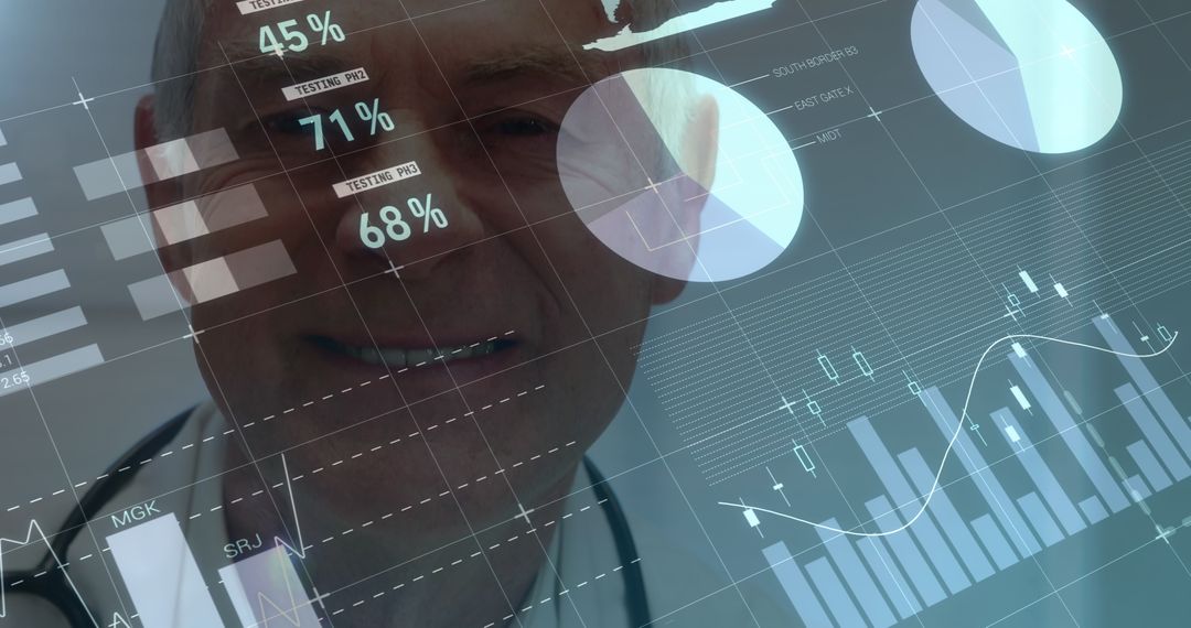 Senior Doctor Analyzing Medical Financial Data Projections