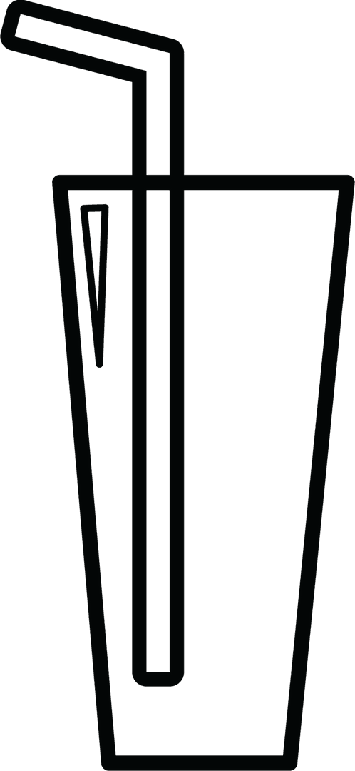 Transparent Black Outline Glass with Straw Illustration