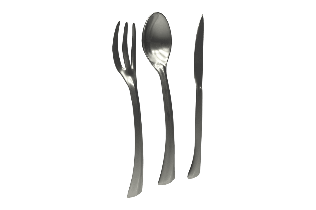Transparent Stainless Steel Cutlery Set on Display