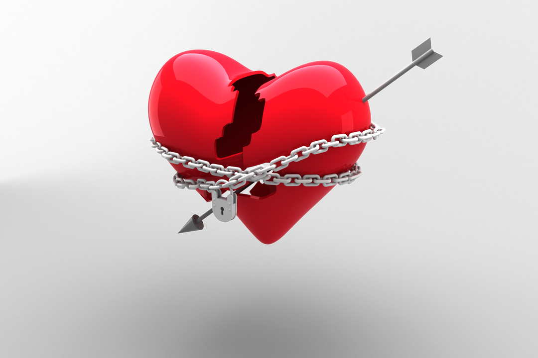 Broken Heart with Chains and Padlock on Transparent Background - Download Free Stock Images Pikwizard.com