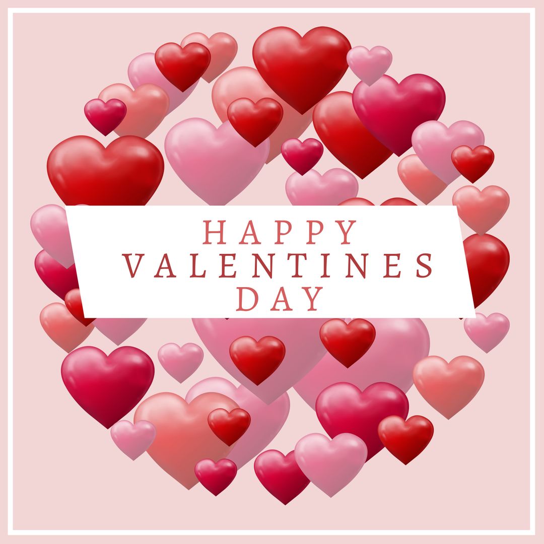 Valentine's Day Greeting with Colorful Heart Shapes on Pink Background - Download Free Stock Templates Pikwizard.com