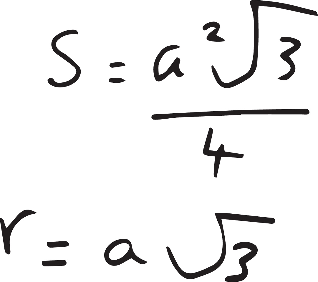 Handwritten Transparent Geometric Formula on Clear Background