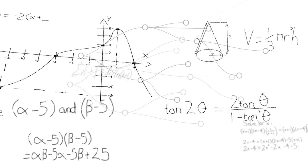 Mathematical Analysis and Graph Visualization on White Background