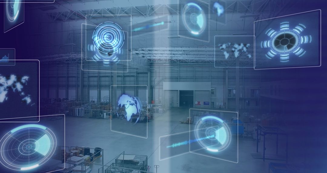 Futuristic Warehouse Data Processing with Holographic Displays