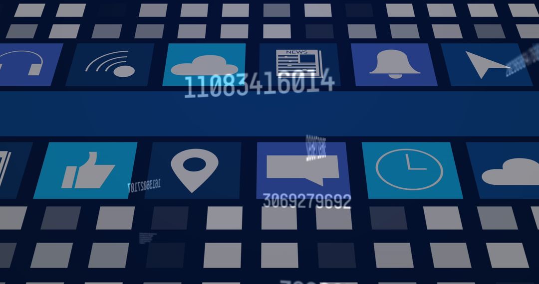 Digital Interface with Various Media and Communication Icons