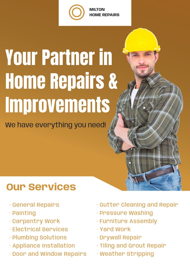 Professional Home Repairs and Improvements by Experienced Handyworker - Download Free Stock Templates Pikwizard.com