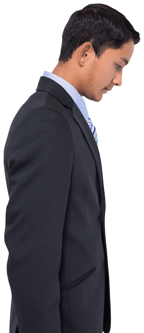 Transparent Image of Biracial Businessman Standing in Profile