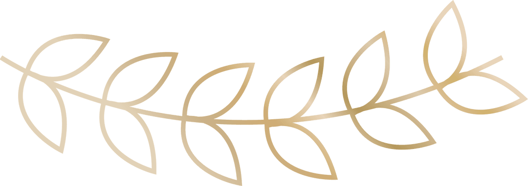 Elegant Golden Leaf Branch on Transparent Background for Design Use