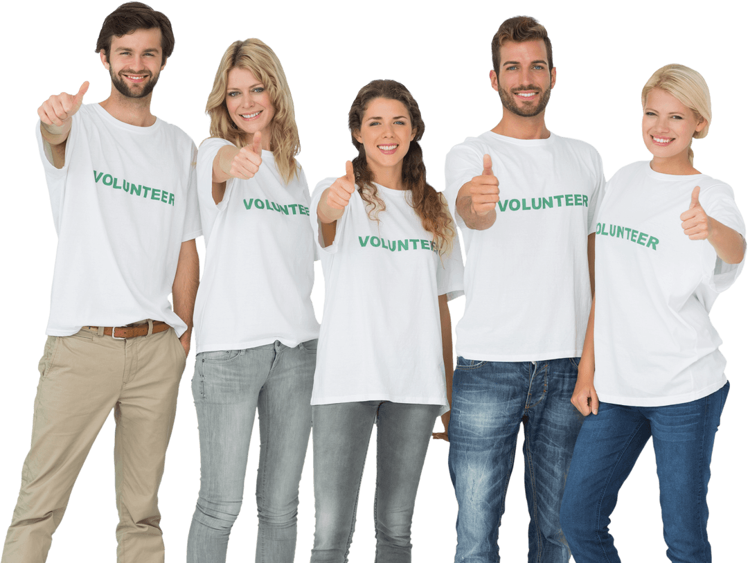 Transparent Group of Diversity Cheerful Volunteers Giving Thumbs Up