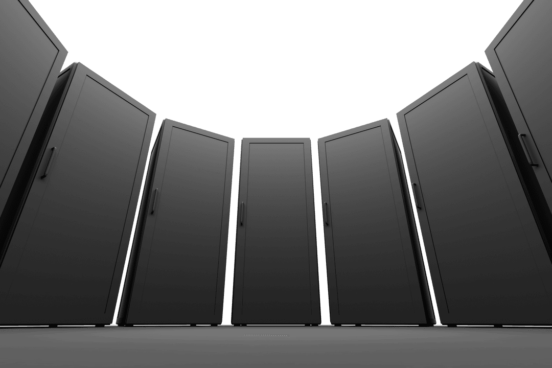 Transparent Black Cabinets in Semicircle on Isolated Background