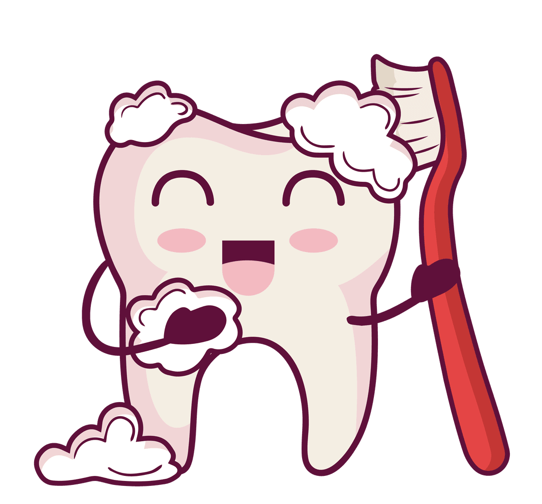 Happy Tooth Illustration on Transparent Background for Hygiene Concepts