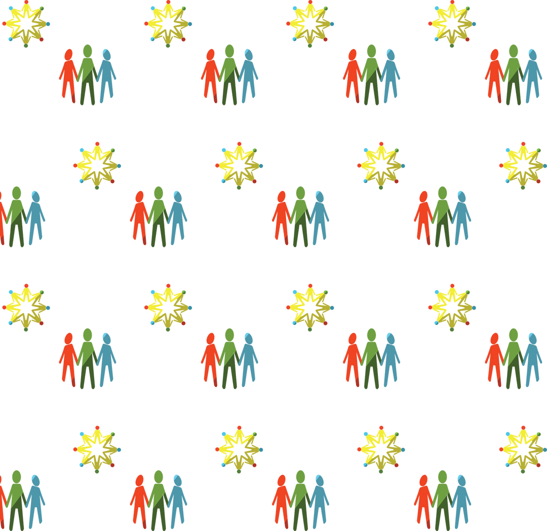 Seamless People and Stars Pattern on Transparent Background