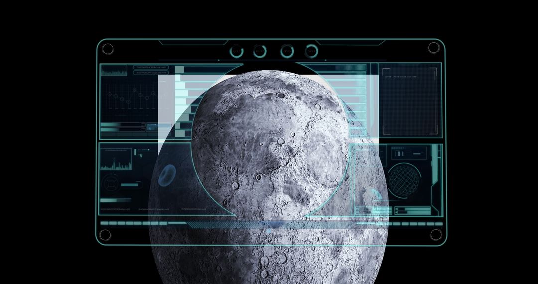 Digital Interface Overlay Displaying Lunar Data Visualization