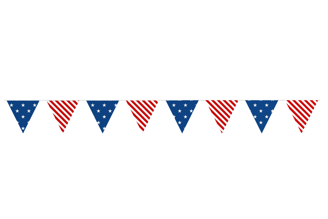Colorful USA Flag Buntings on Transparent Background Illustration
