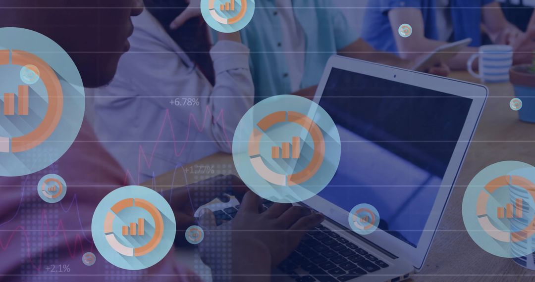 Team Collaboration with Data Analytics Overlay in Modern Office