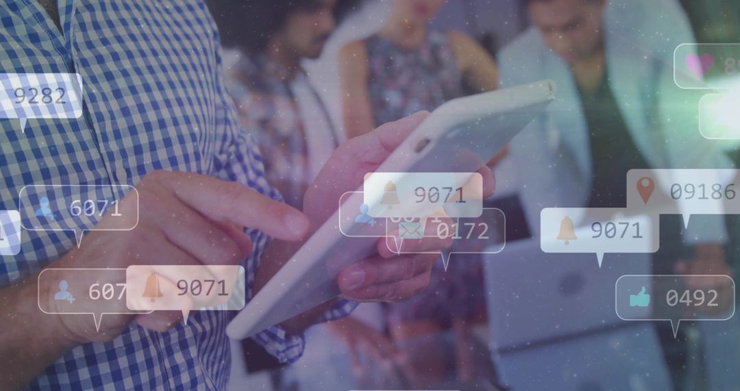 Digital Workflow and Social Media Notifications in Modern Office