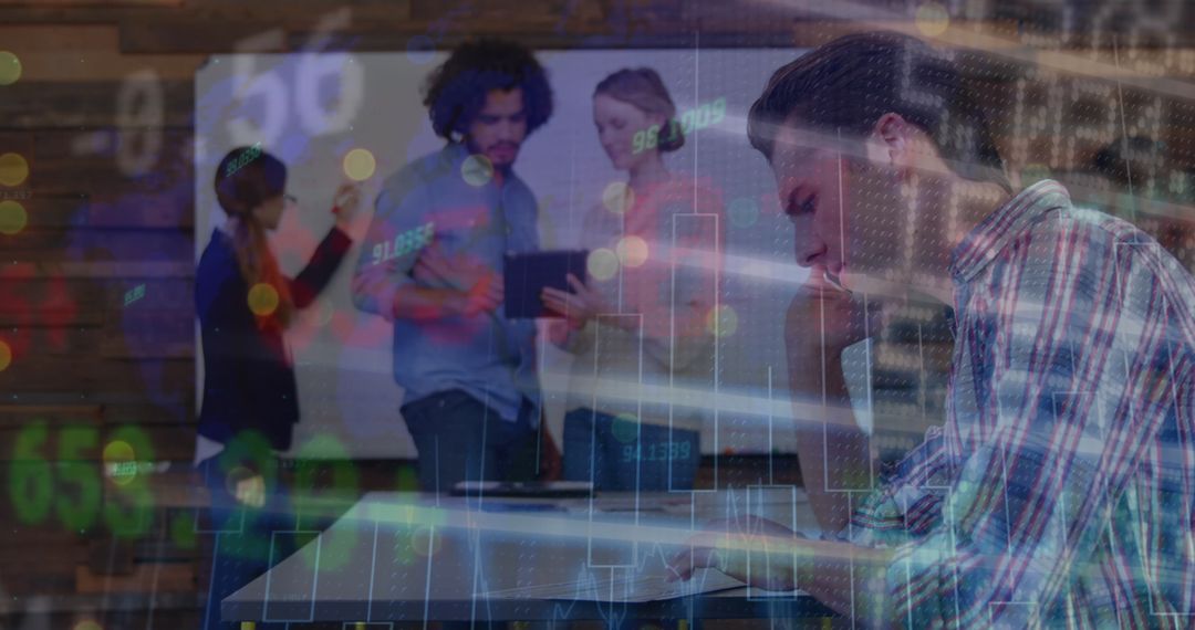 Young Professional Analyzing Stock Market Data on Laptop