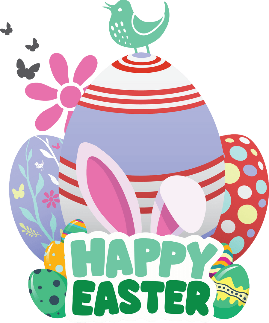 Easter Celebration Transparent Design with Eggs and Text