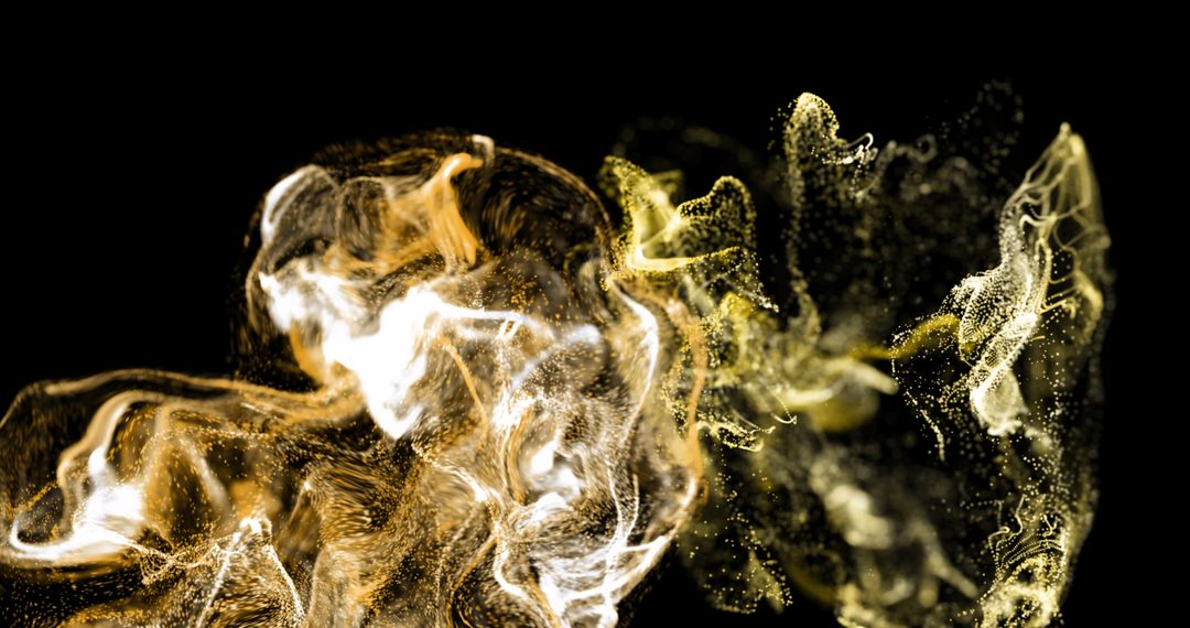Dynamic Yellow and Orange Particle Cloud on Black Background