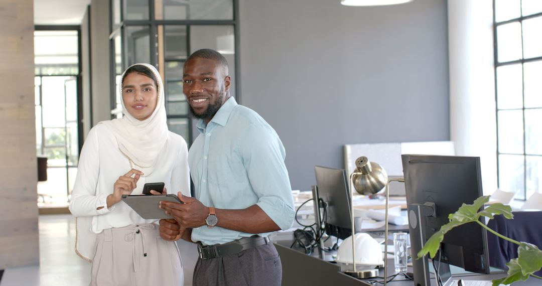 Multicultural Professionals Collaborating in Modern Office