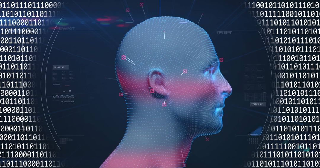 Futuristic Digital Human and Data Interaction Concept