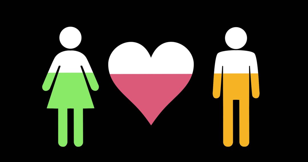 Conceptual Heart and Couple Silhouettes with Colors