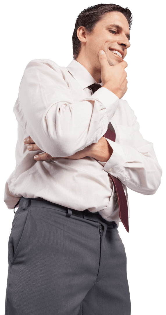 Transparent Inspirited Businessman Contemplating Innovation