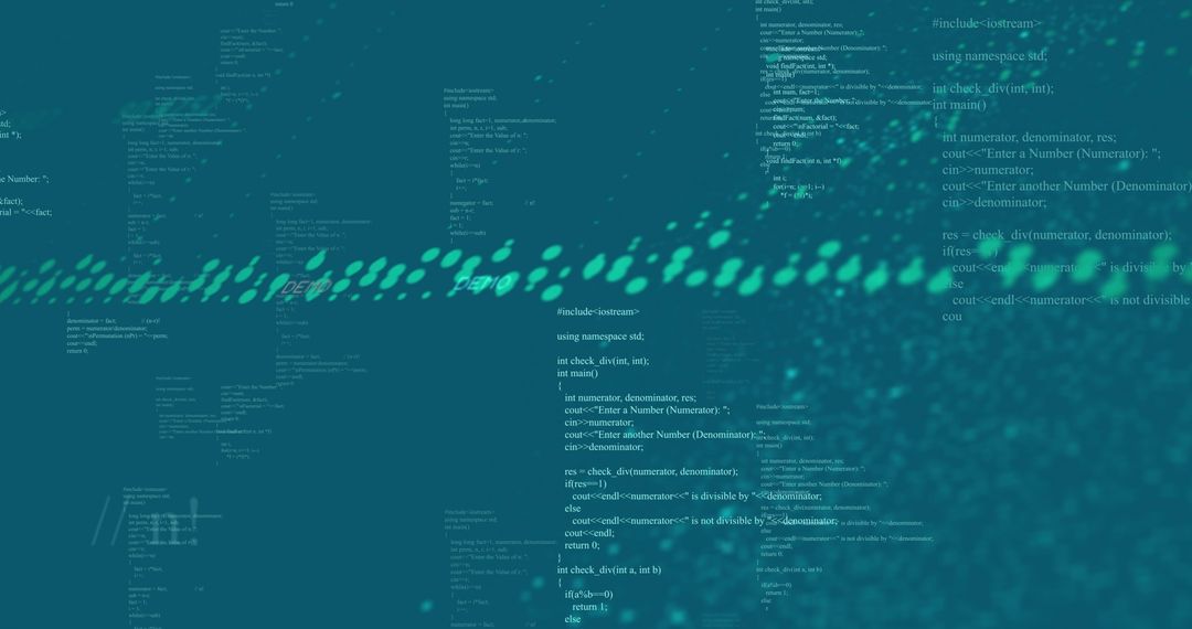 Abstract Digital Code on Teal Background