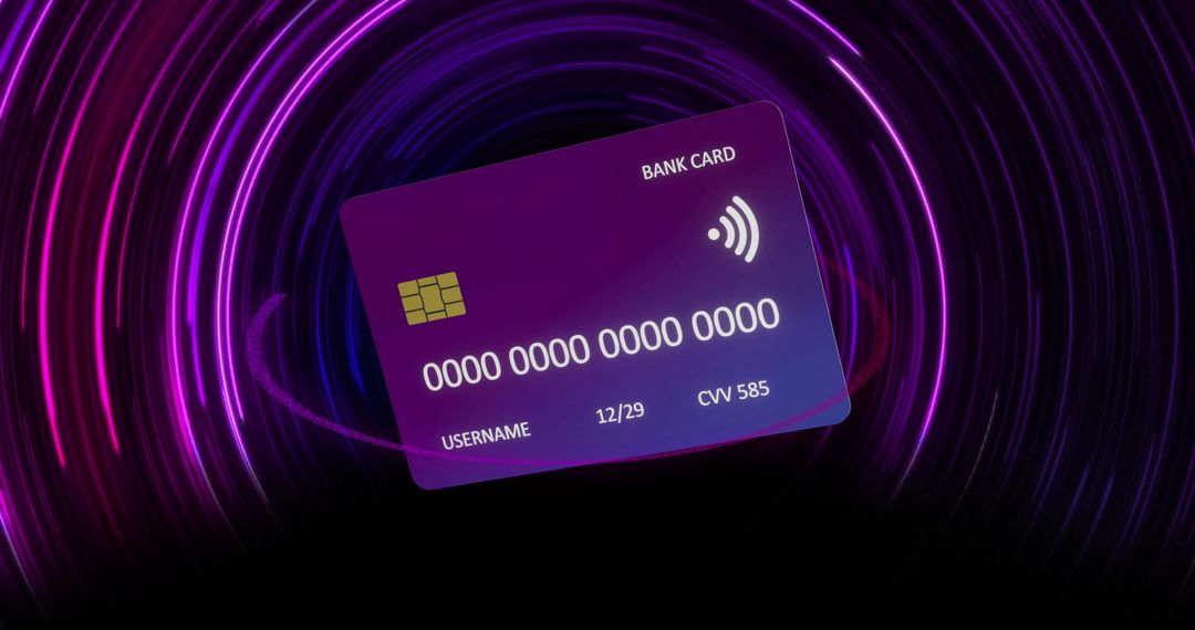 Digital Credit Card with Vibrant Neon Background - Free Images, Stock Photos and Pictures on Pikwizard.com