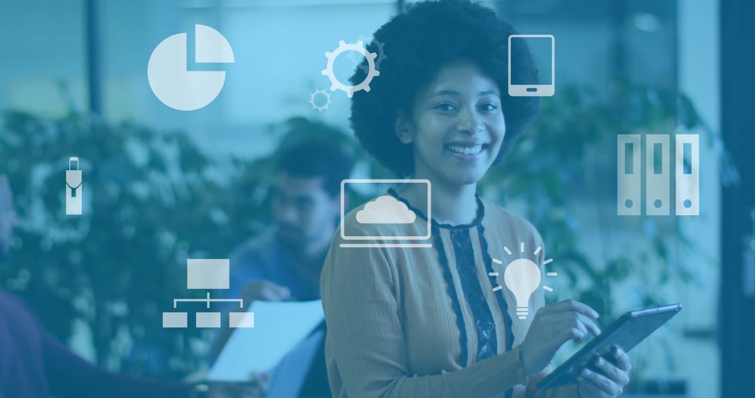 Diverse Colleagues Engaging with Digital Business Technology Concepts