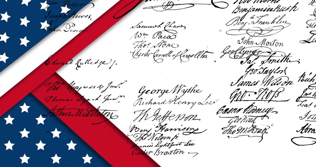 American Flag and Declaration of Independence Merged Background