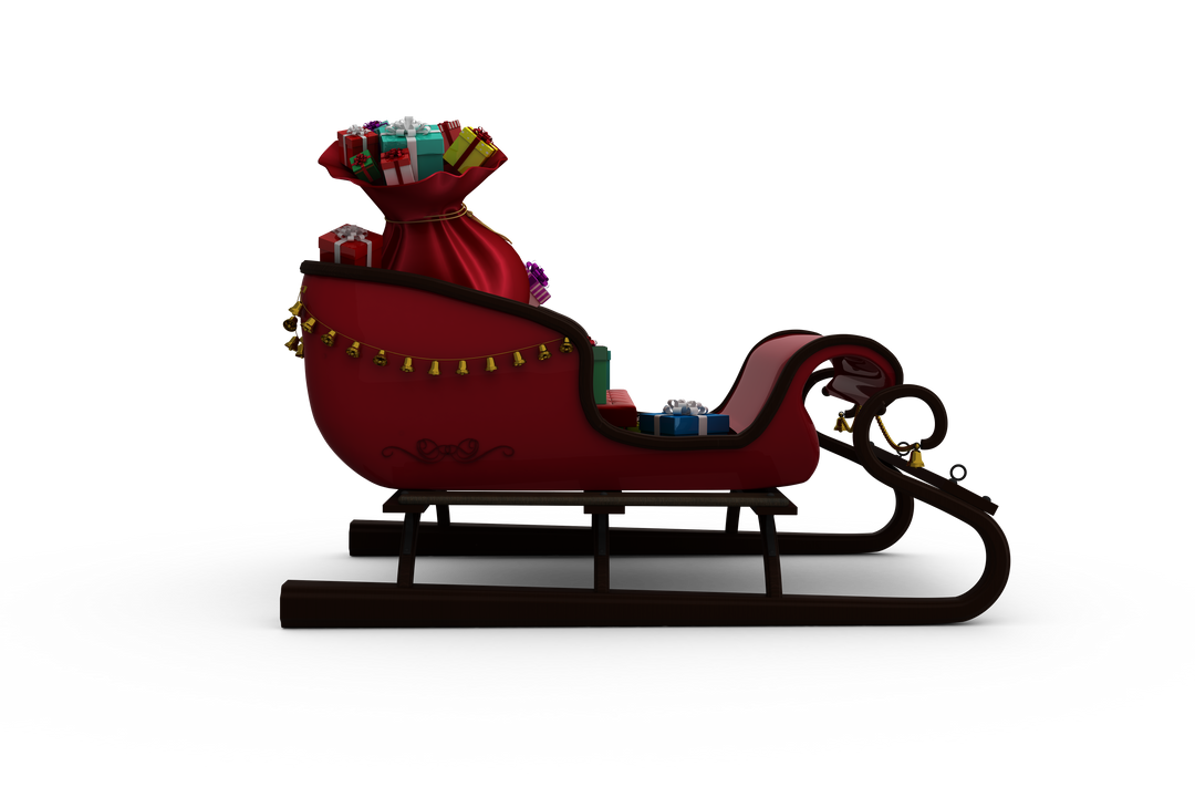 Transparent festive Christmas sleigh filled with gifts and presents - Download Free Stock Images Pikwizard.com